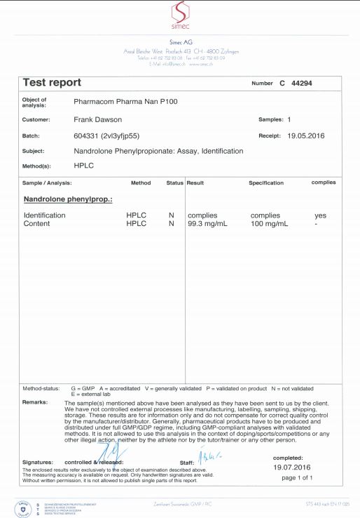 PHARMA NAN PH 100 dosage report