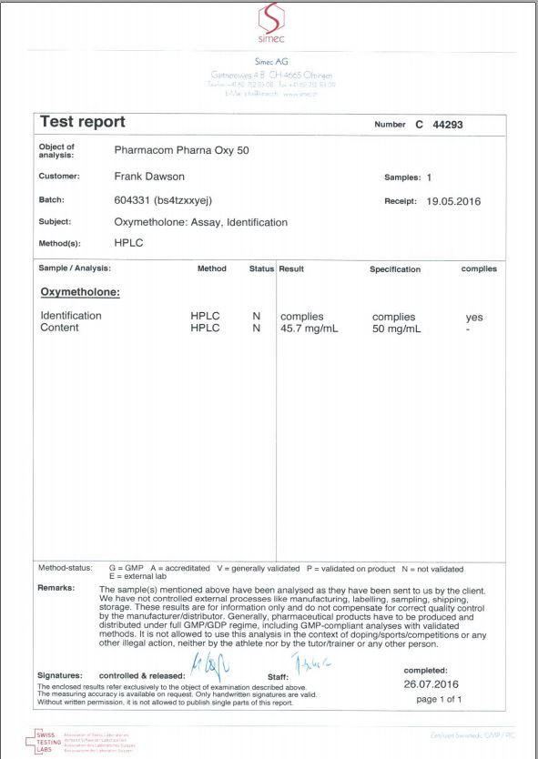 PHARMA OXY 50 dosage report
