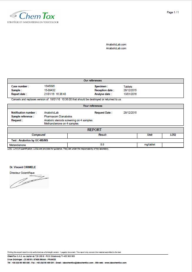 DIANABOLOS dosage report